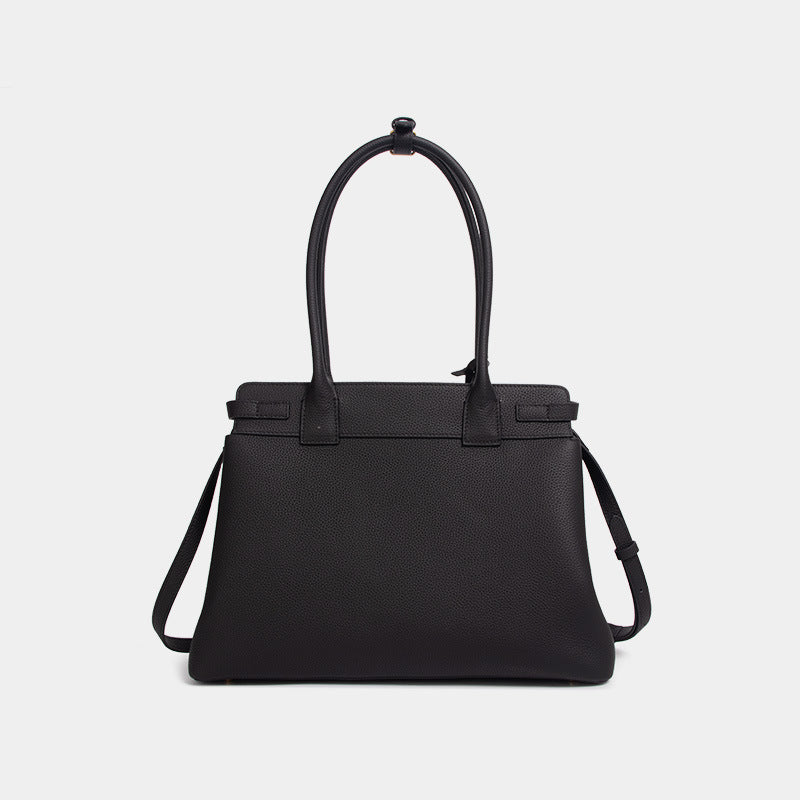 Women’s Black Genuine Leather Hook Crossbody Tote Bag image 2