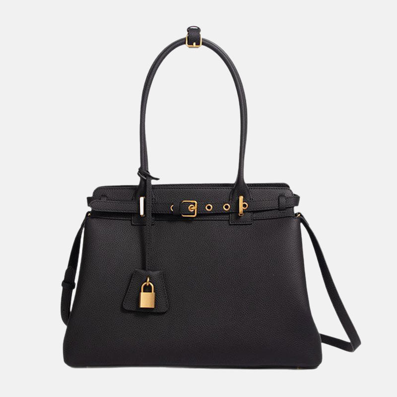 Women’s Black Genuine Leather Hook Crossbody Tote Bag image