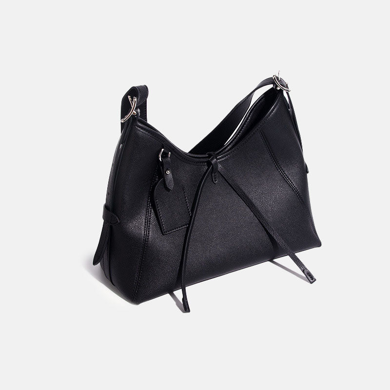 Women’s Black Genuine Leather Magnetic Closure Shoulder Tote Bag image 3