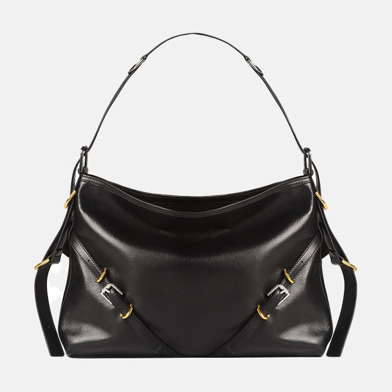 Women’s Black Genuine Leather Minimalist Baguette Shoulder Tote Bags image 2