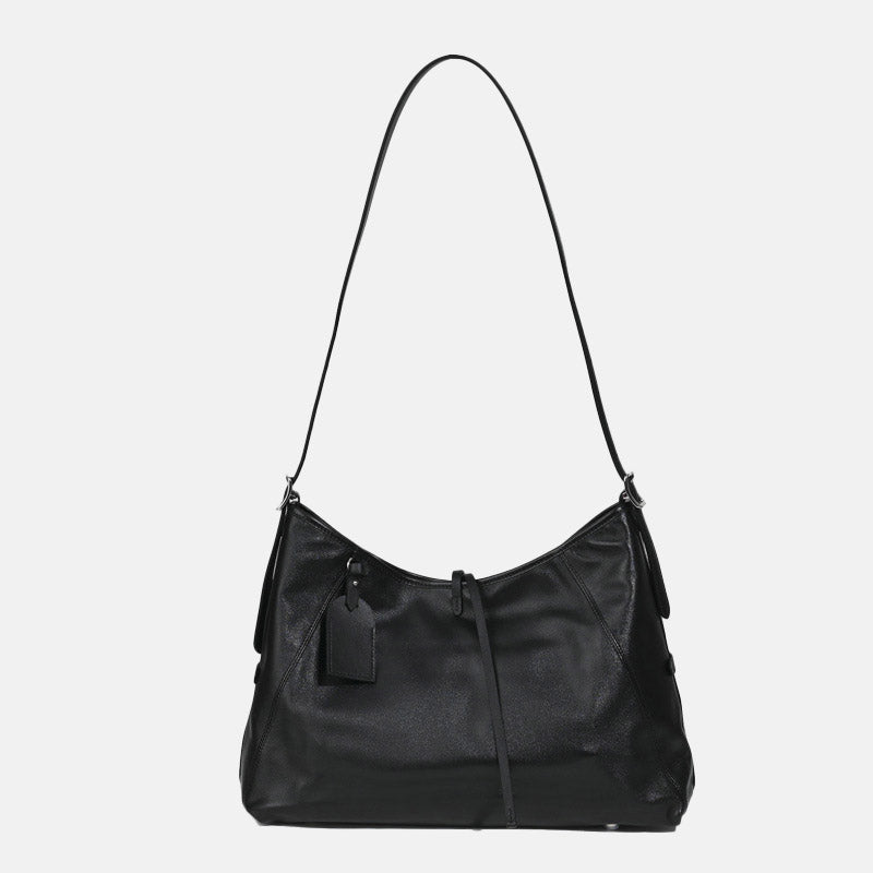 Women’s Black Genuine Leather Minimalist Magnetic Tote Bag image 5