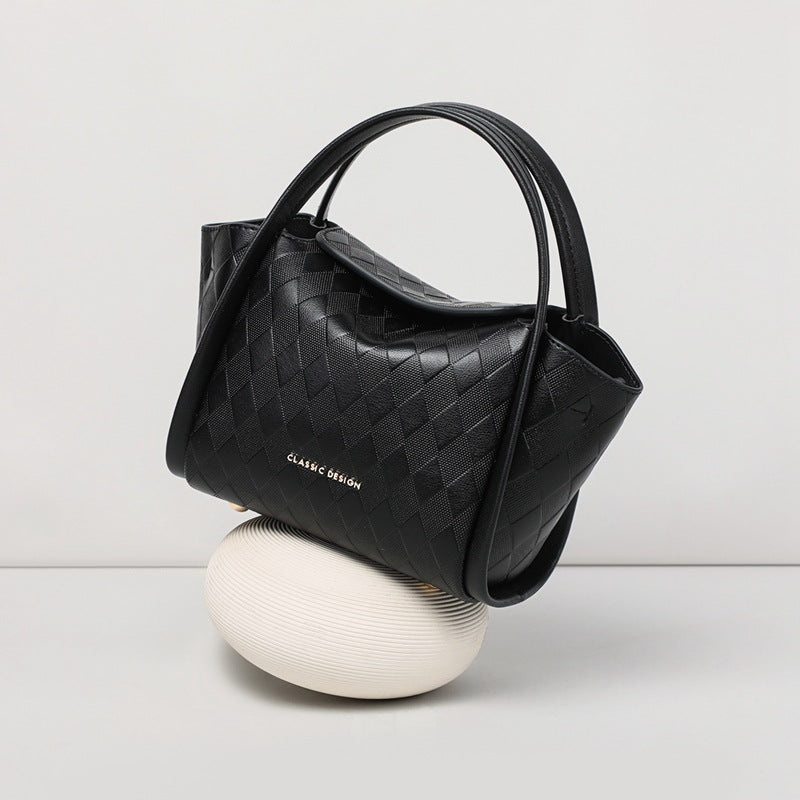 Women’s Black Genuine Leather Quilted Bucket Bag image 2