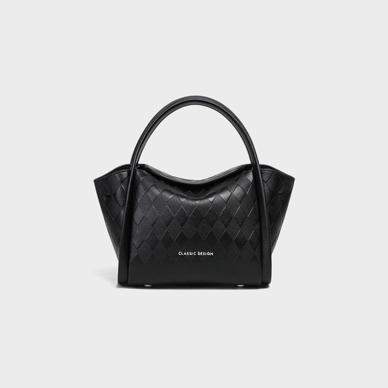 Women’s Black Genuine Leather Quilted Bucket Bag image