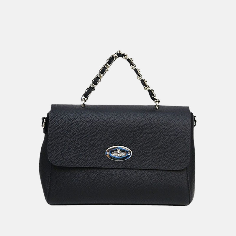 Women’s Black Genuine leather Vintage Flap Chain Crossbody Chain Handbags image