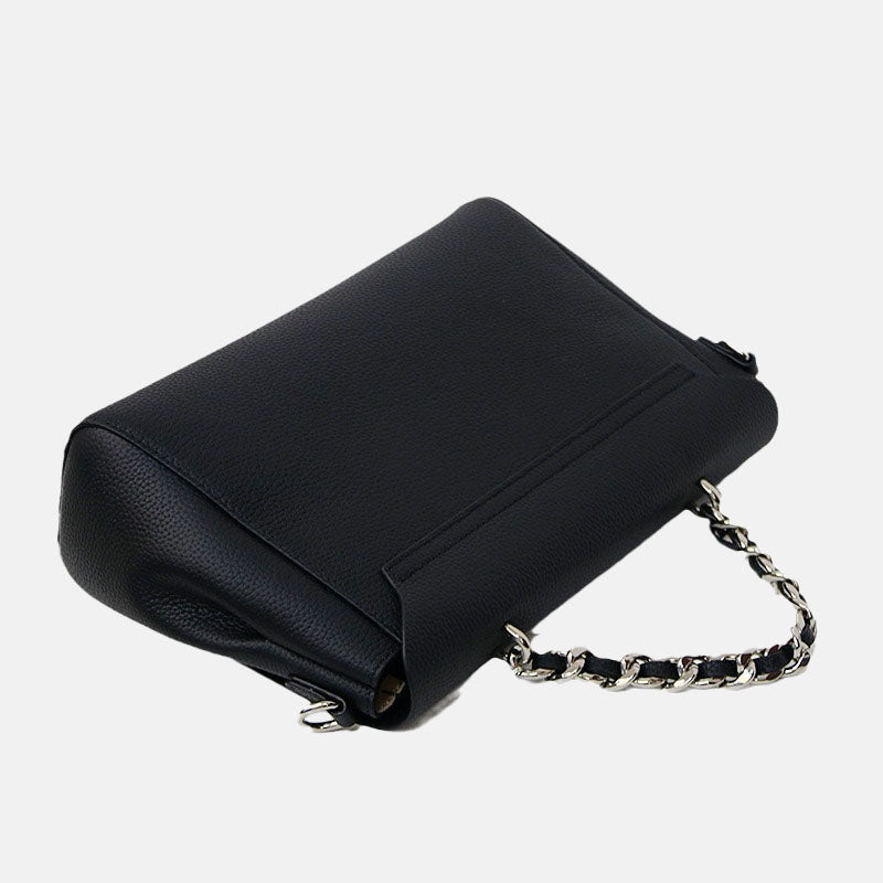 Women’s Black Genuine leather Vintage Flap Chain Crossbody Chain Handbags image 2