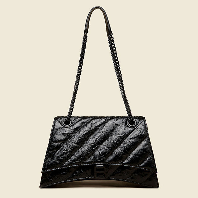 Women’s Black Leather B Logo Quilted Chain Crossbody Bag image 2