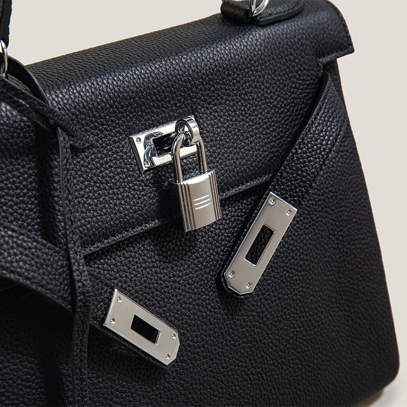 Women’s Black Leather Crossbody Top Handle Bag image 4
