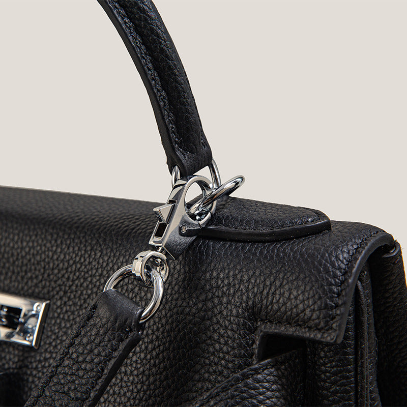 Women’s Black Leather Crossbody Top Handle Bag image 5