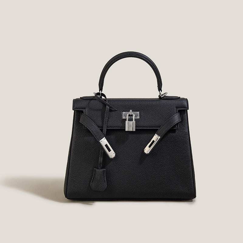 Women’s Black Leather Crossbody Top Handle Bag image