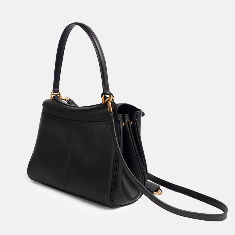 Women’s Black Leather Lock Crossbody Shoulder Bag image 4