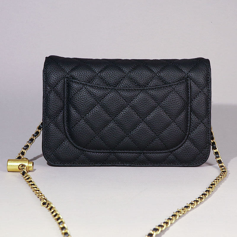 Women’s Black Quilted Genuine Leather Crossbody Chain Bag image 4