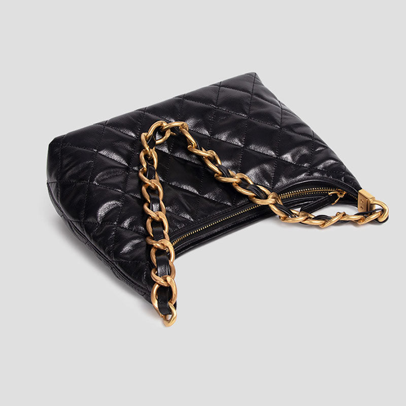 Women’s Black Quilted Leather Chain Shoulder Bag image 4