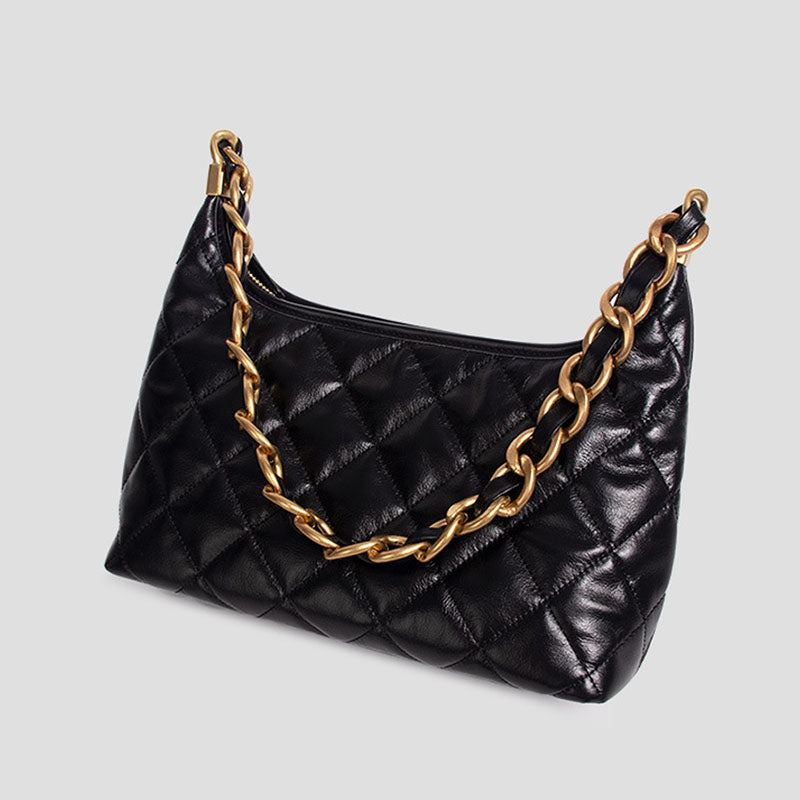 Women’s Black Quilted Leather Chain Shoulder Bag image 3