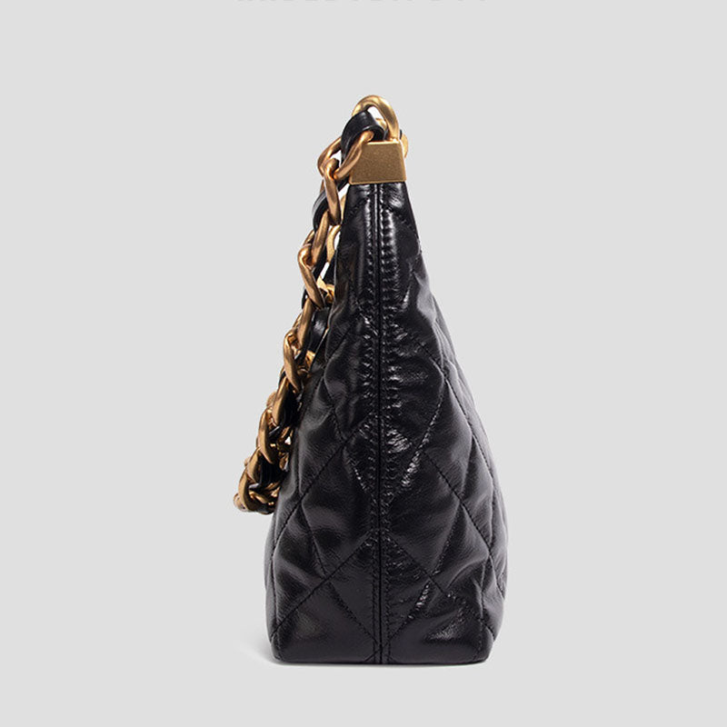 Women’s Black Quilted Leather Chain Shoulder Bag image 5
