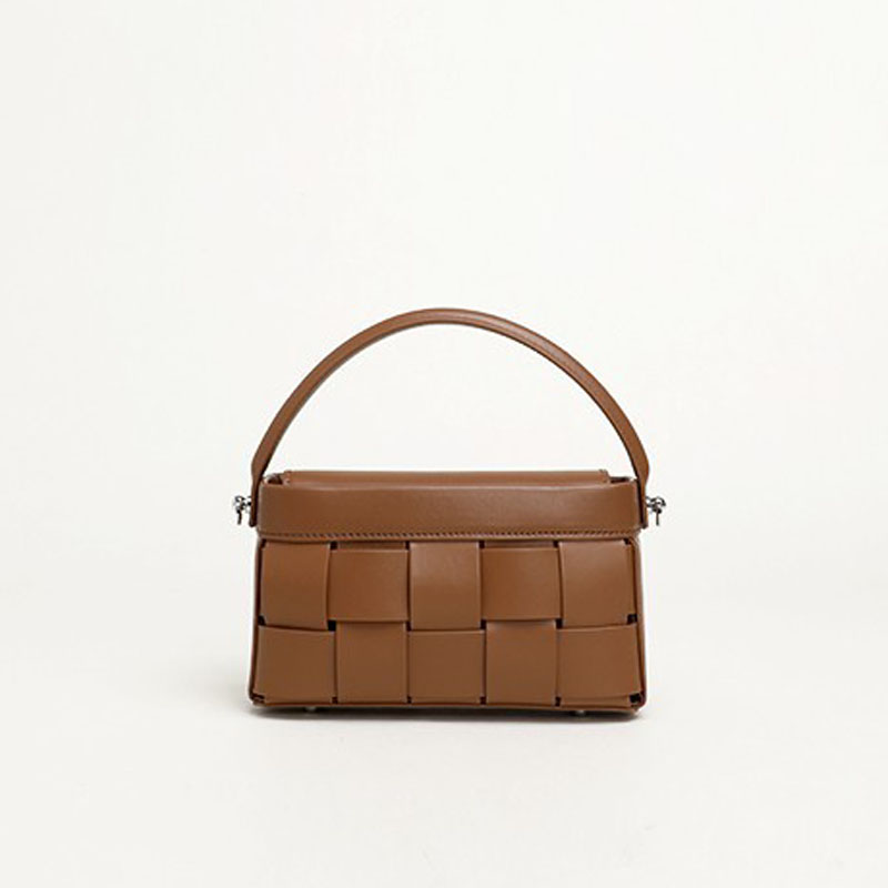 Women’s Brown Woven Leather Chain Crossbody Handbag image