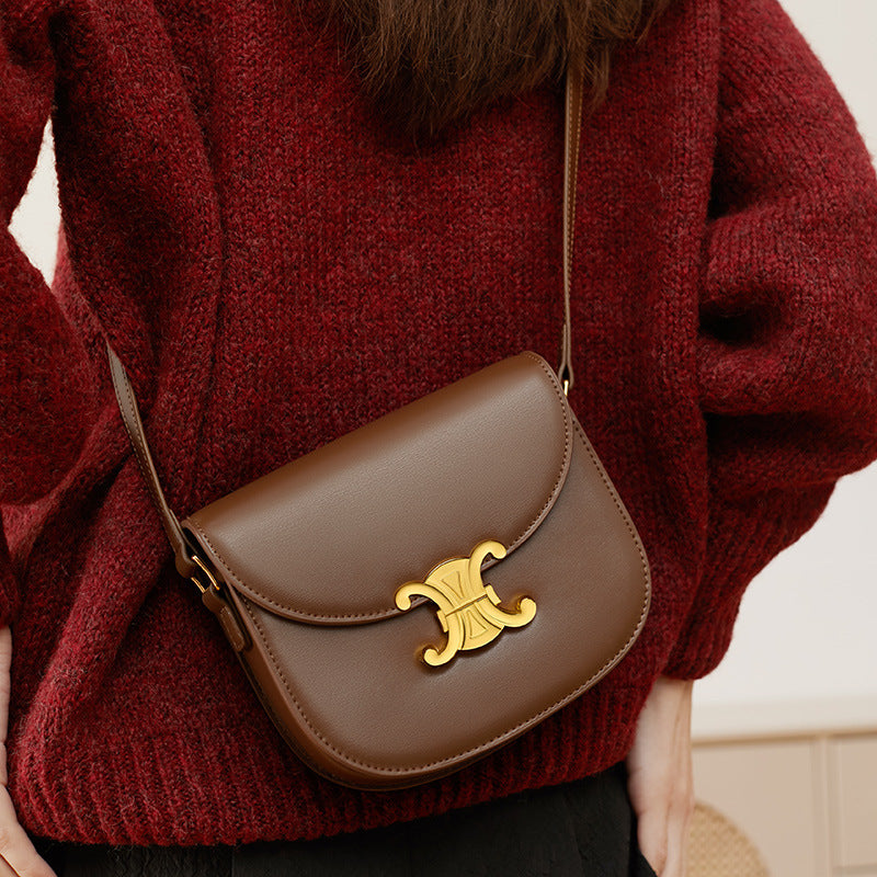 Women’s Buckle Shoulder Saddle Bags in Genuine Leather image 4