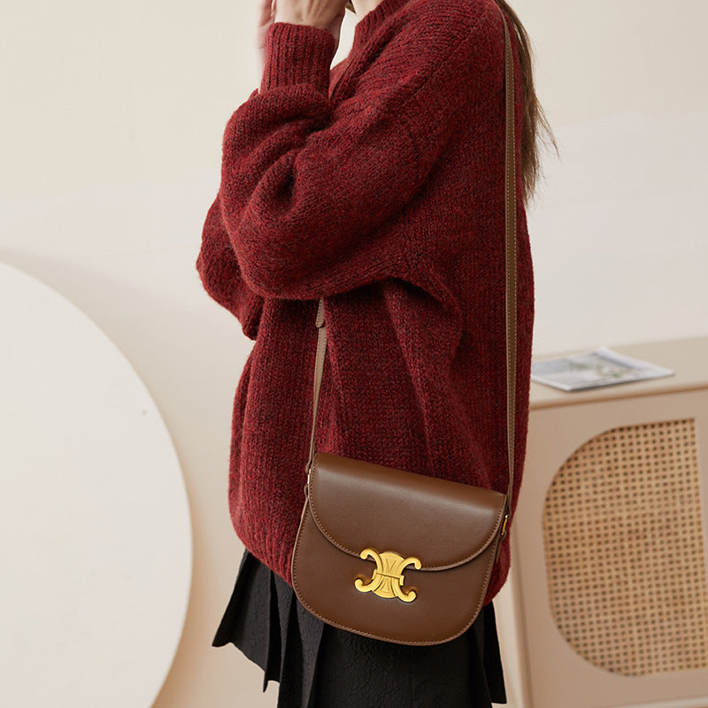 Women’s Buckle Shoulder Saddle Bags in Genuine Leather image 3