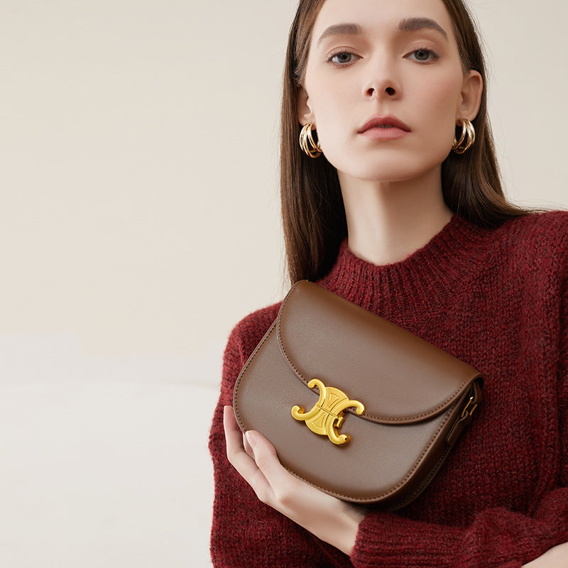 Women’s Buckle Shoulder Saddle Bags in Genuine Leather image 2