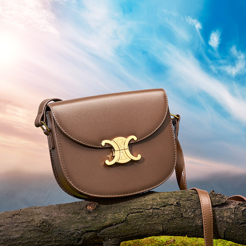 Women’s Buckle Shoulder Saddle Bags in Genuine Leather image 5