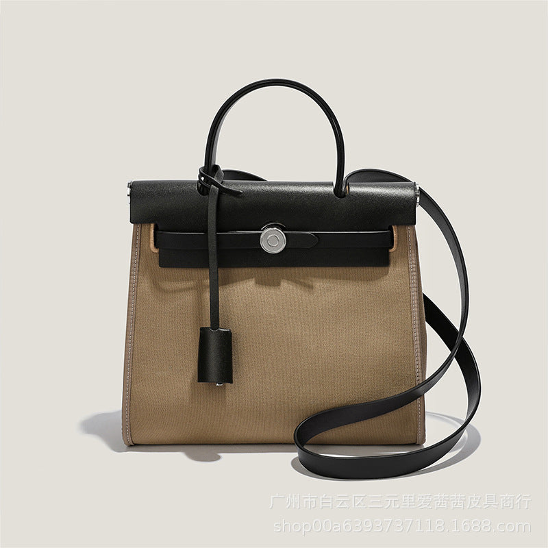 Women’s Canvas Lock Buckle Crossbody Top Handle Bag image 2
