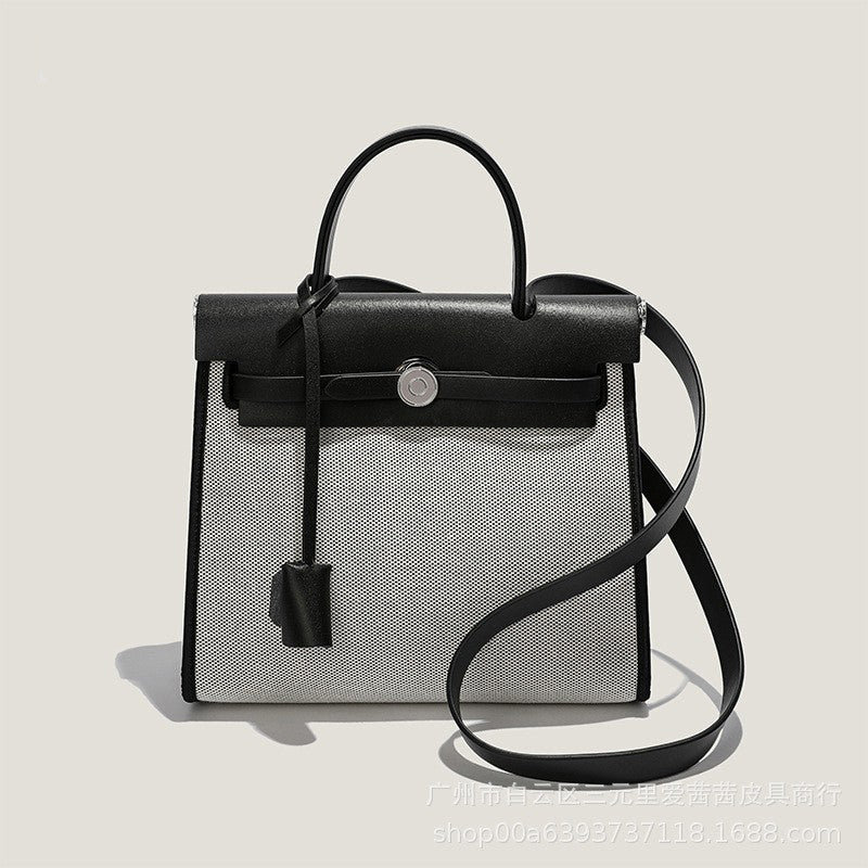 Women’s Canvas Lock Buckle Crossbody Top Handle Bag image 6