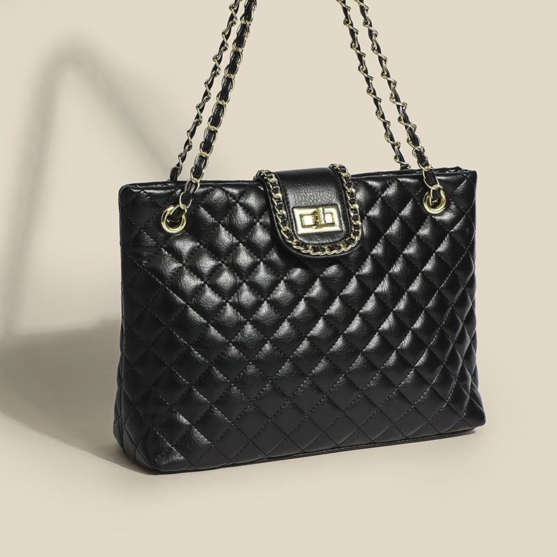 Women’s Chains Quilted Square Tote in Vegan Leather image 3