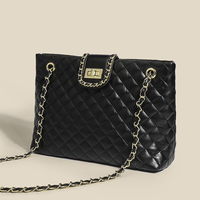 Women’s Chains Quilted Square Tote in Vegan Leather image 2