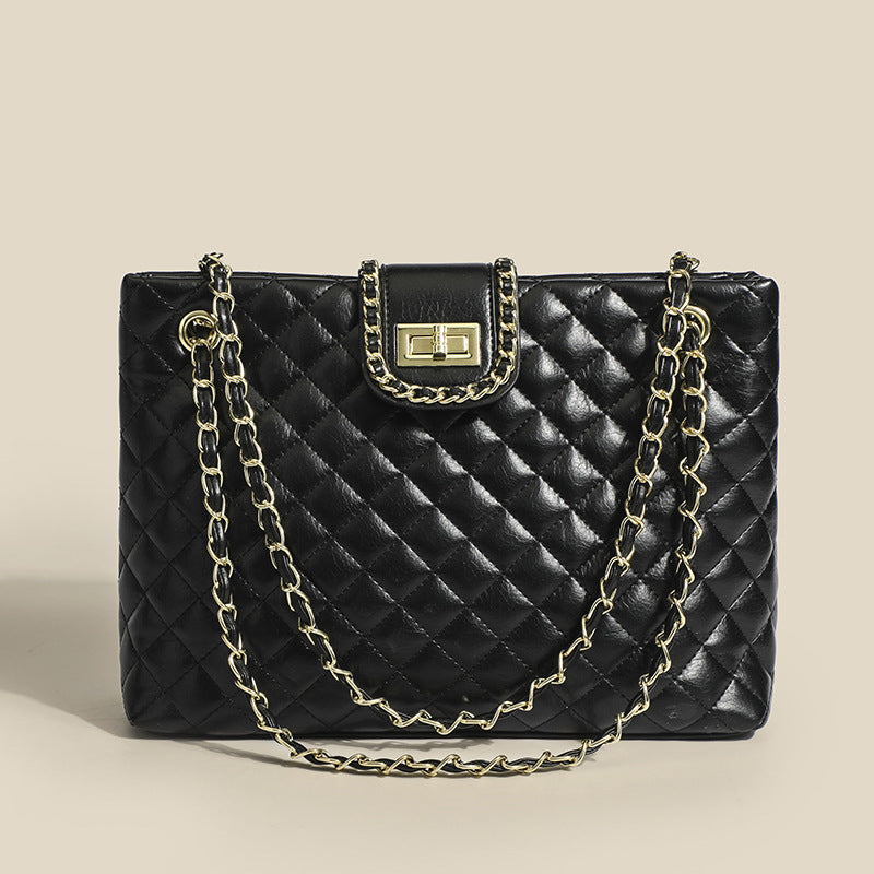 Women’s Chains Quilted Square Tote in Vegan Leather image