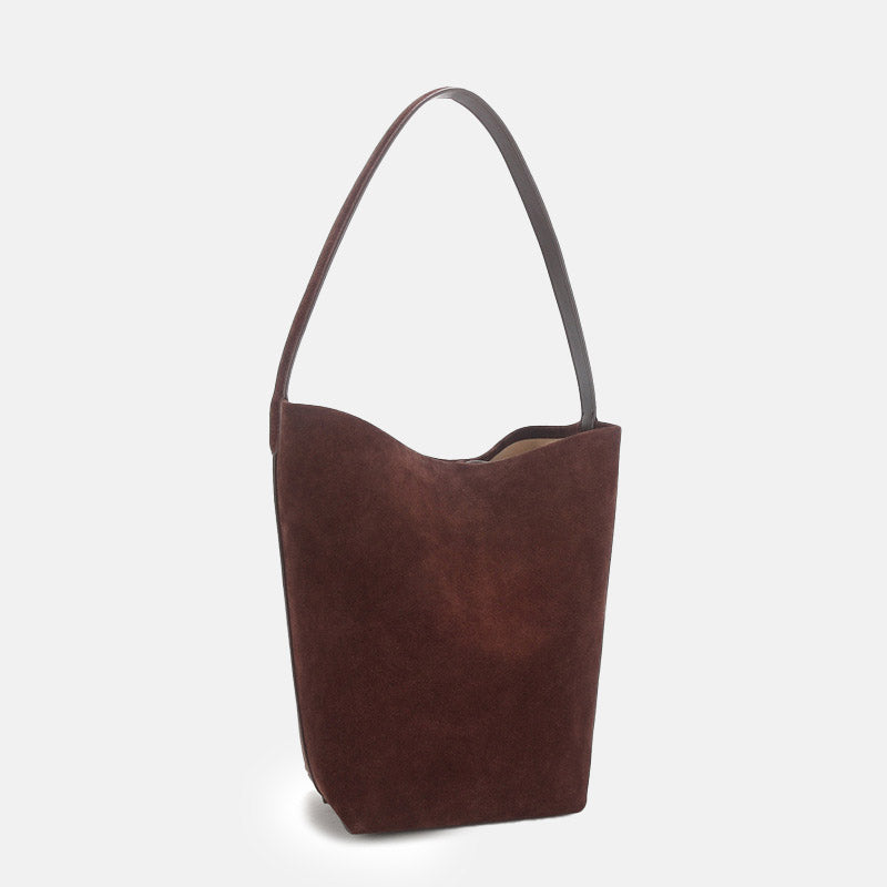 Women’s Coffee Vintage Suede Top-Grain Leather Shoulder Bucket Bag image 3