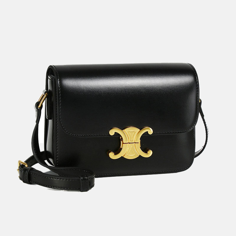 Women’s Cowhide Leather Boxed Shoulder Bags with Golden Hardware image 3