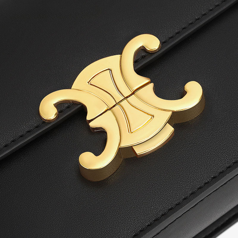 Women’s Cowhide Leather Boxed Shoulder Bags with Golden Hardware image 7