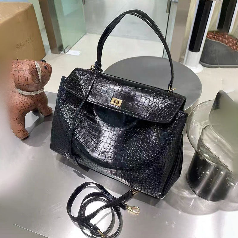 Women’s Croc Print Soft Leather Top Handle Bags image 2