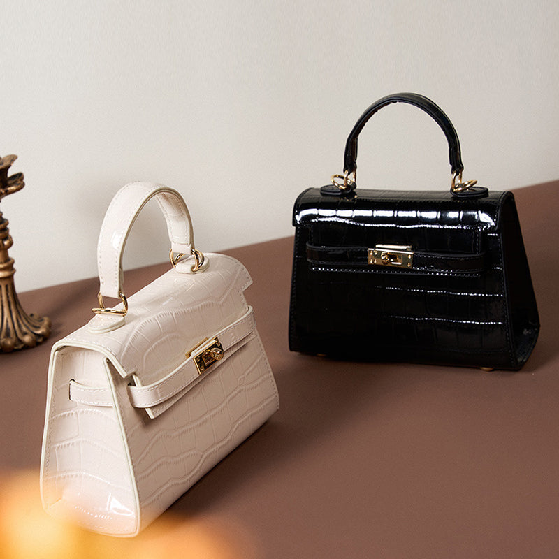 Women’s Croc Print Top Handle Bags in Genuine Leather image 5