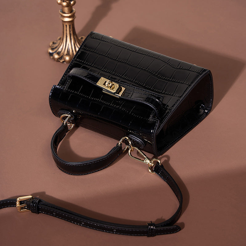 Women’s Croc Print Top Handle Bags in Genuine Leather image 4