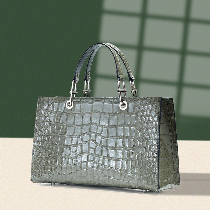 Women’s Croc Print Tote Bags in Genuine Leather image 2