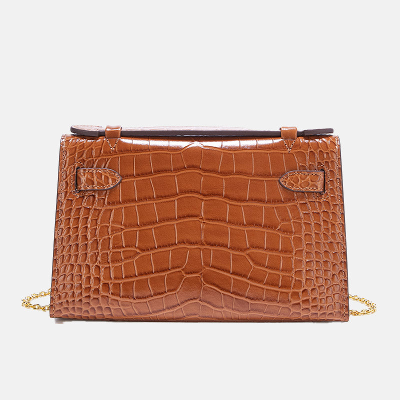 Women’s Crocodile Genuine Leather Lock-Clasp Chain Shoulder Handbag image 4