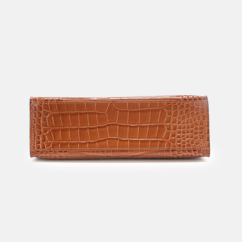 Women’s Crocodile Genuine Leather Lock-Clasp Chain Shoulder Handbag image 5