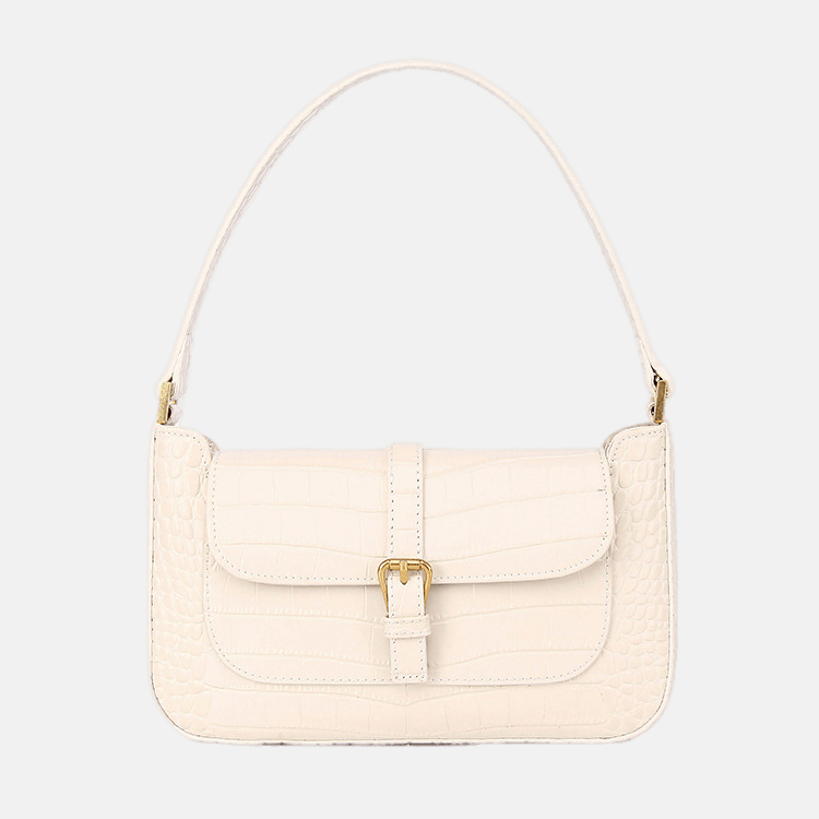 Women’s Crocodile Leather Lock Shoulder Baguette Bag image