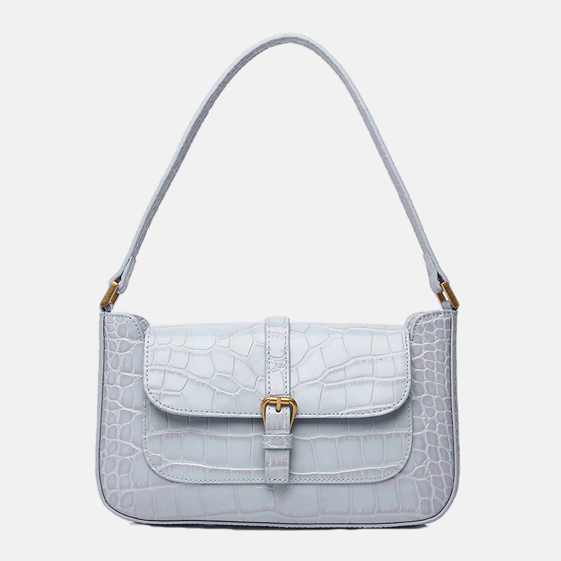 Women’s Crocodile Leather Lock Shoulder Baguette Bag image 3