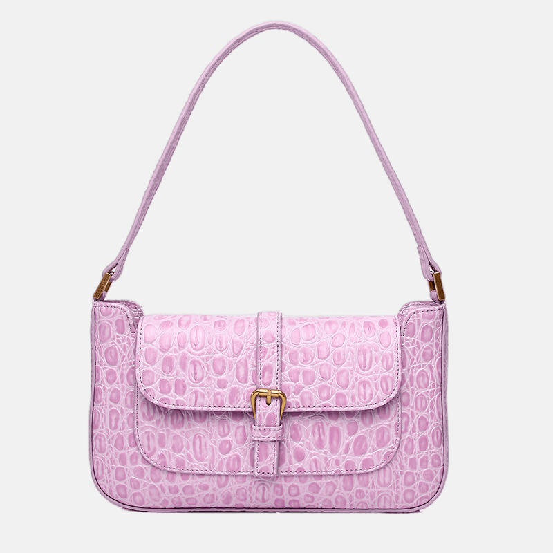 Women’s Crocodile Leather Lock Shoulder Baguette Bag image 4