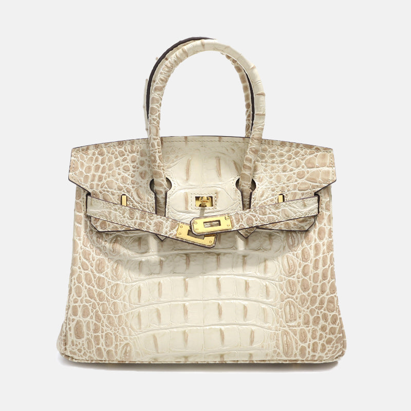 Women’s Crocodile Leather Top Handle Bag with Crossbody Strap image 3
