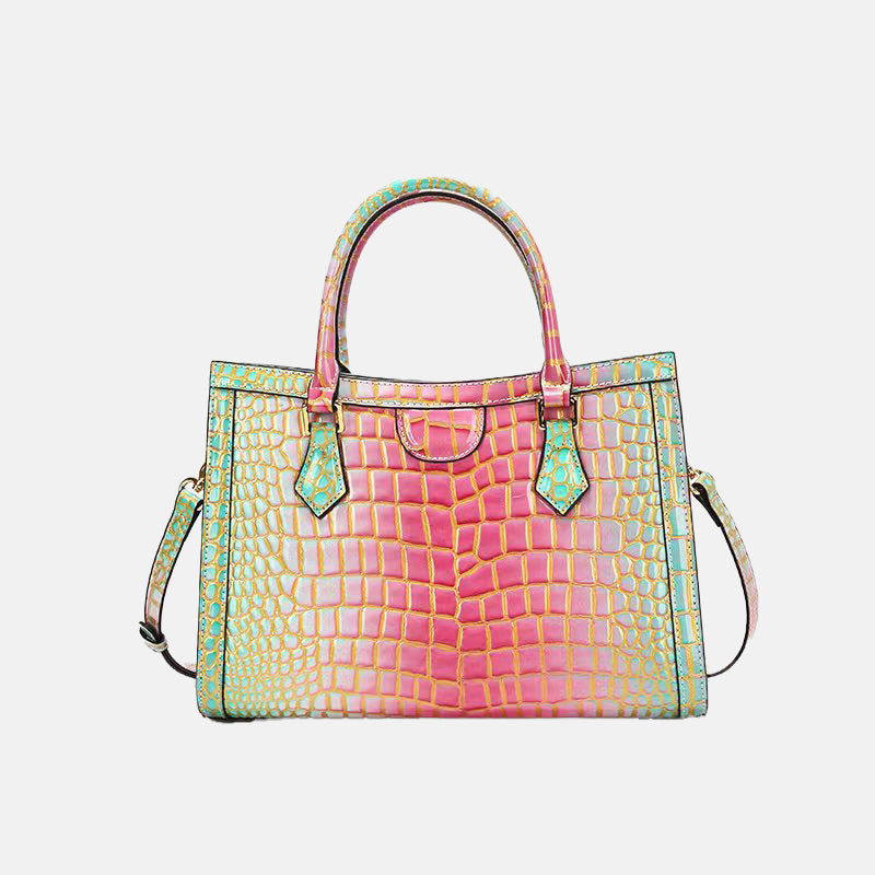 Women’s Crocodile Patterned PU Leather Crossbody Top Handle bag image
