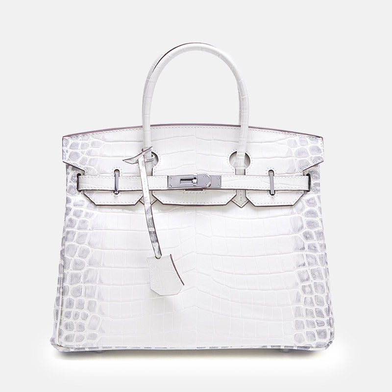 Women’s Crocodile Split Leather Top Handle Bag In Silver Lock image 9