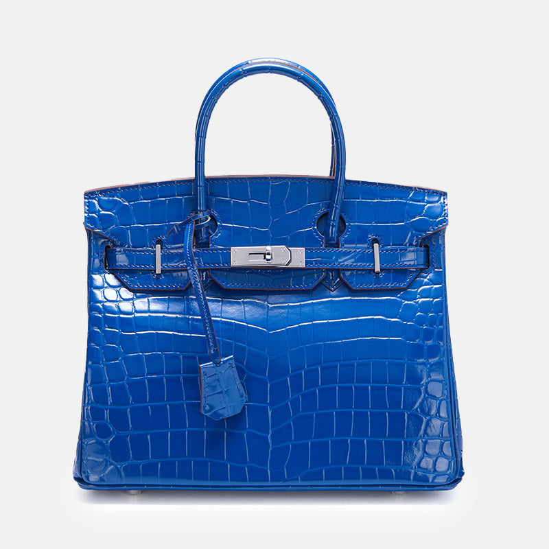 Women’s Crocodile Split Leather Top Handle Bag In Silver Lock image 10