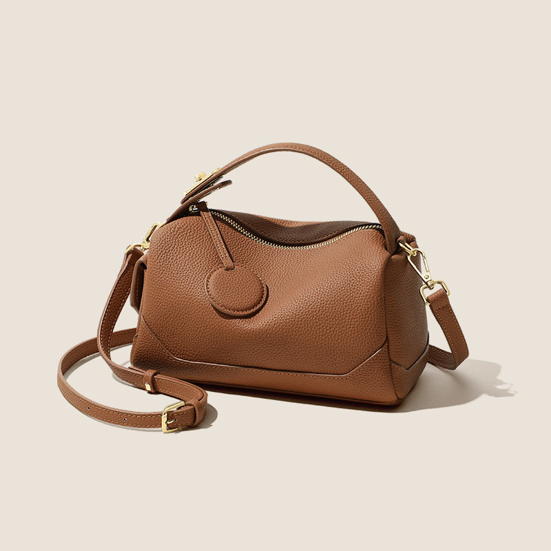 Women’s Deep Brown Leather Pillow Shaped Crossbody Shoulder Handbag image 3