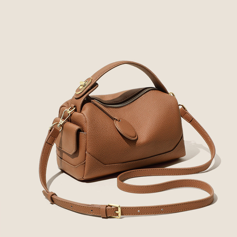 Women’s Deep Brown Leather Pillow Shaped Crossbody Shoulder Handbag image 2