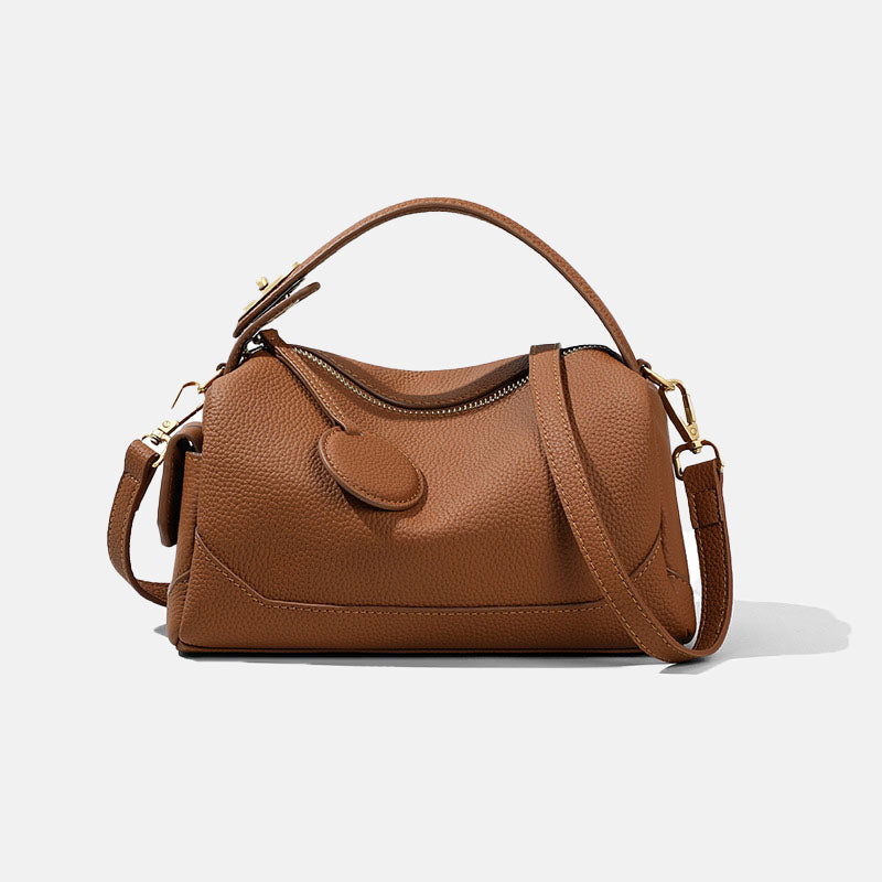 Women’s Deep Brown Leather Pillow Shaped Crossbody Shoulder Handbag image