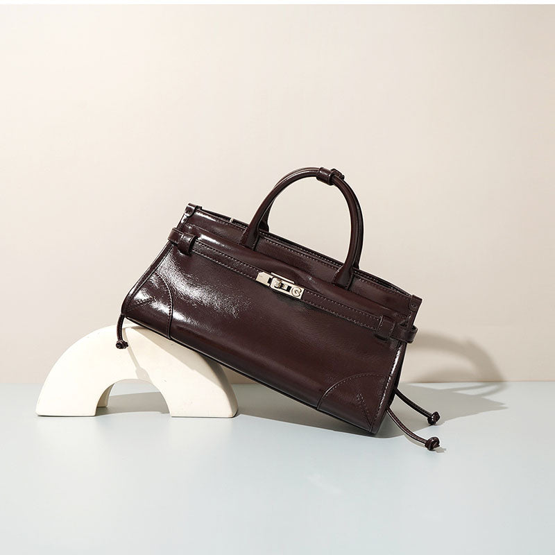 Women’s Full-Grain Leather Boston Tote Bag In Silver Hardware image 2