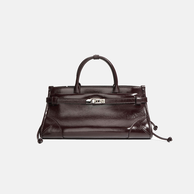 Women’s Full-Grain Leather Boston Tote Bag In Silver Hardware image
