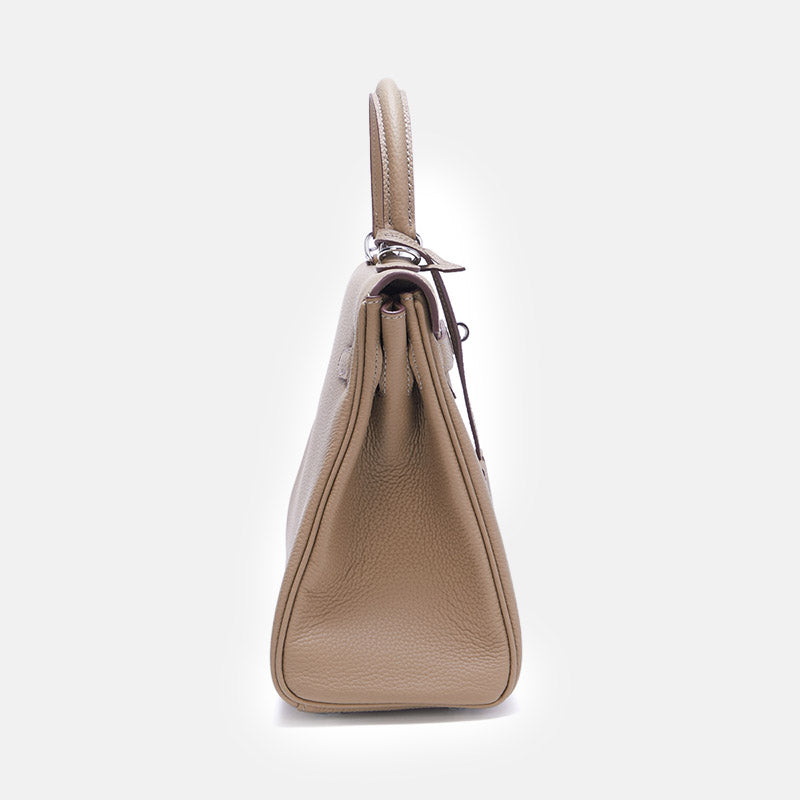 Women’s Full Grain Leather Top Handle Bag in Silver Hardware image 6